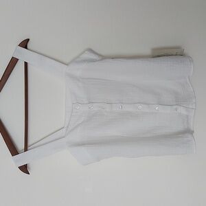 NWT Joie White Cotton Gauze Button Front Wide Strap Tank Top Size Medium